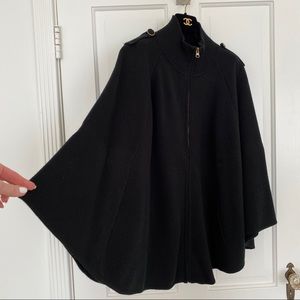 Black mock neck knit cape
